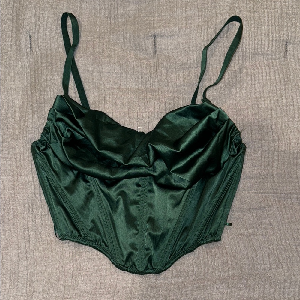 Urban Outfitters Green Satin Corset Top